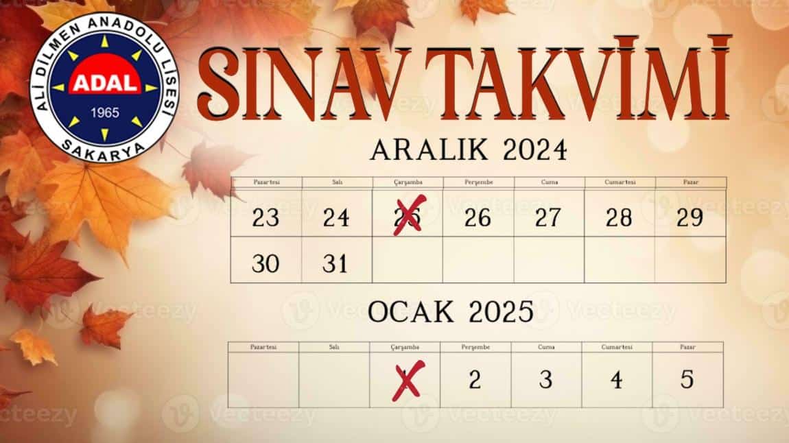 2024-2025 EĞİTİM ve ÖĞRETİM YILI I.DÖNEM II.SINAV TAKVİMİ